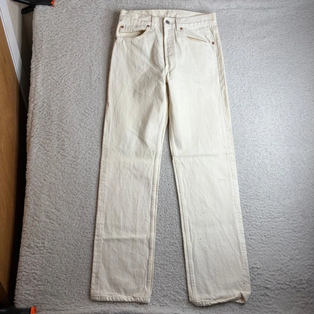Vintage Levis 501 Jeans 31x32 (29x32) White Denim Made in USA Straight Leg stain
